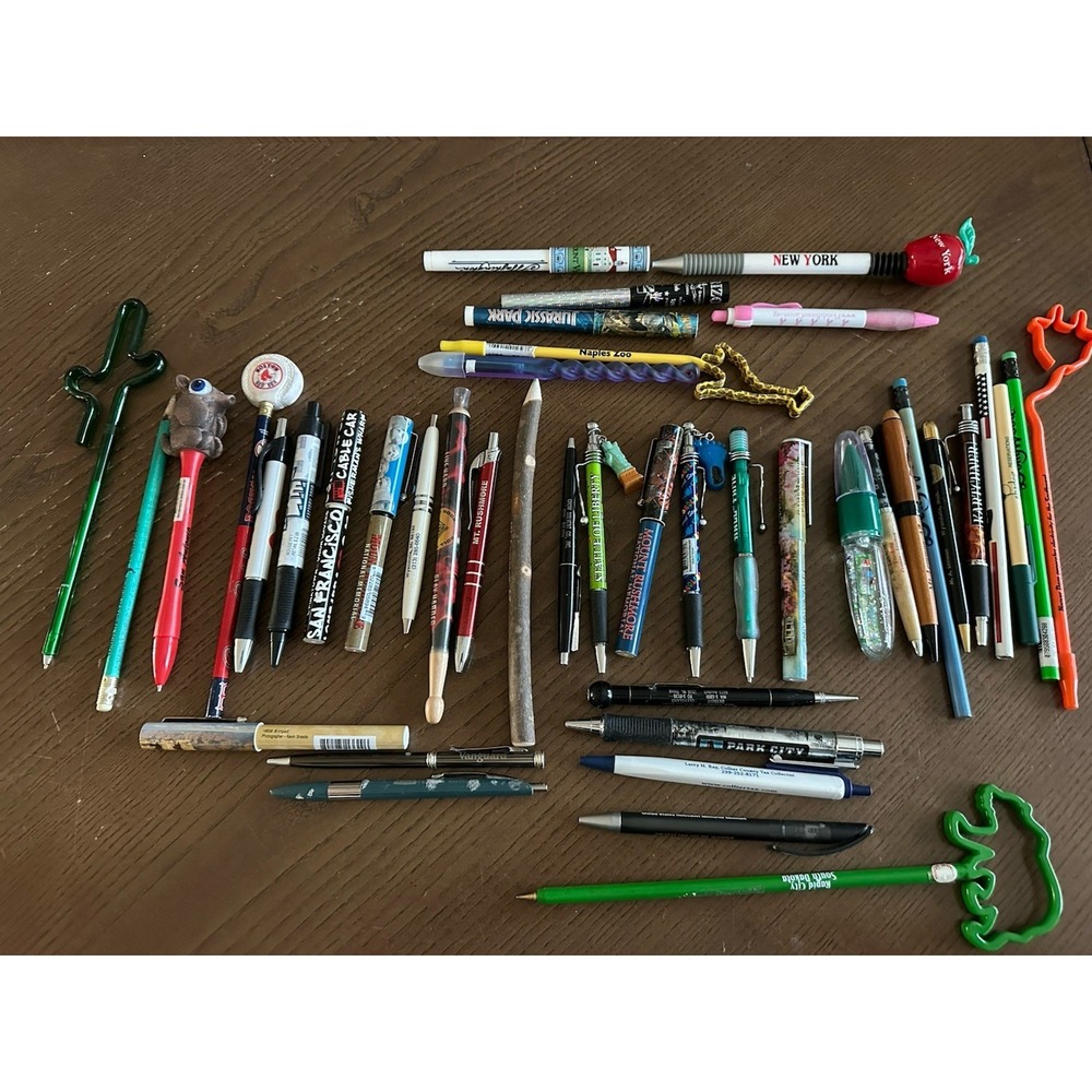 Lot of 43 Collectible Souvenir Travel Pens National, Travel, Advertising, & More